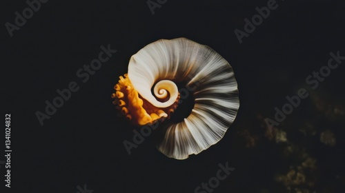 Elegant Nautilus Shell on Dark Background with Detailed Texture
