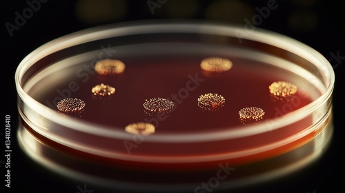 Close-up of a Petri dish showcasing a beautiful arrangement of bacterial colonies, illustrating the fascinating world of microorganism growth and scientific discovery.