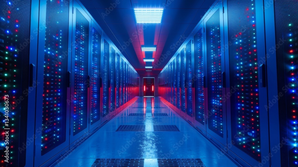 Fototapeta premium Data center showcasing advanced technology for data protection and security against malware breaches