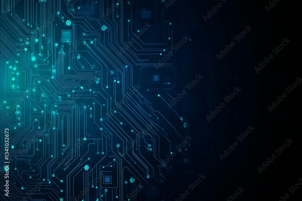 Abstract close-up of a glowing blue digital circuit board, showcasing intricate connections and technological design on a black background.
Abstract close-up of a glowing blue digital circuit board, showcasing intricate connections and technological design on a black background.