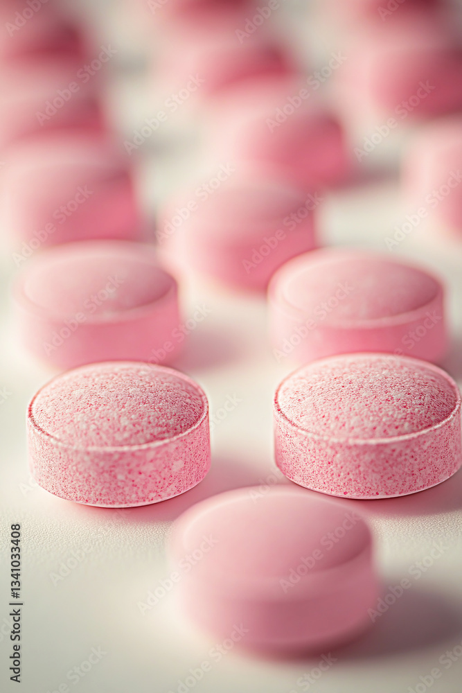 Tablets in close up view on a white background for online pharmacy and medication trade Tablets in close up view on a white background for online pharmacy and medication trade