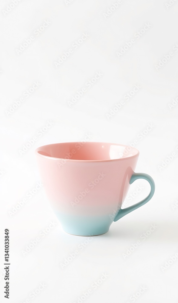 Pastel Pink Blue Teacup Heart Handle Soft Light. AI Generated Pastel Pink Blue Teacup Heart Handle Soft Light. AI Generated