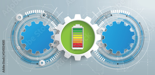 3 Futuristic Gear Wheels Battery Circuit Diagram Infographic