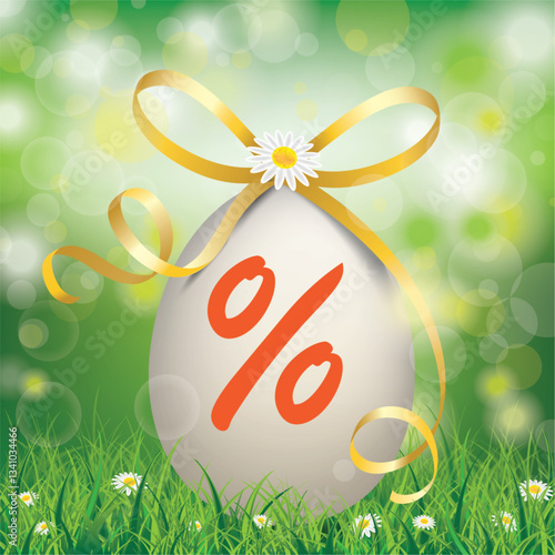 Osteraktion, ein Osterei auf der Frühlingswiese