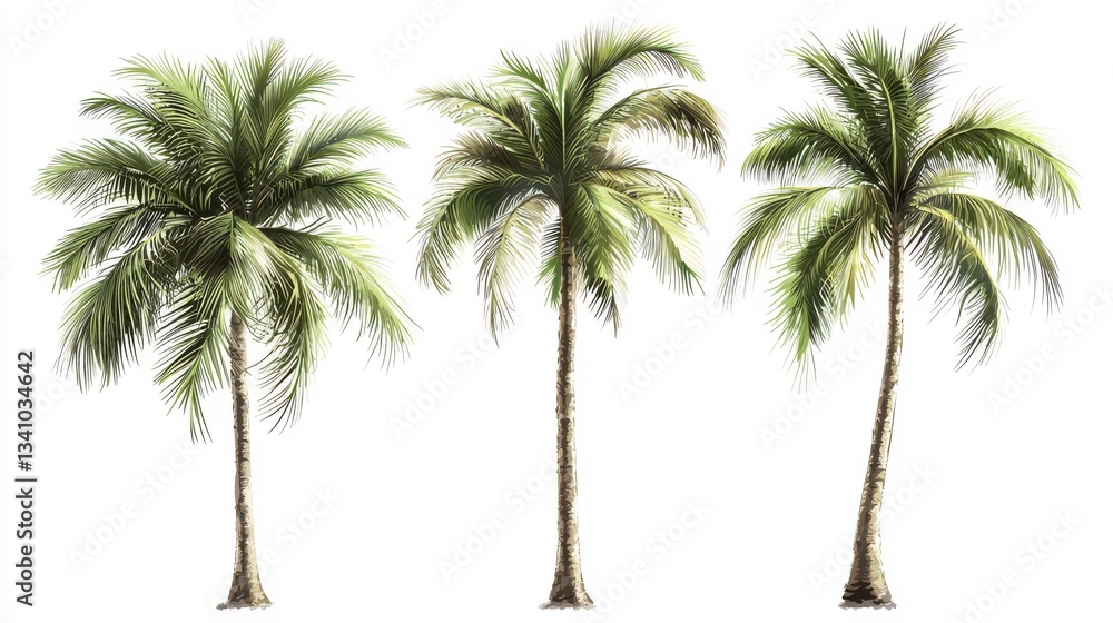 Obraz premium Palm trees isolated on white background. Beautiful vectro palma tree set vector illustration