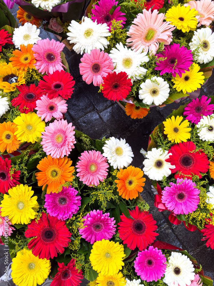 Flowers at Mercado Jamaica, one of Mexico City’s traditional public markets where various vendors sell their wares in an established location