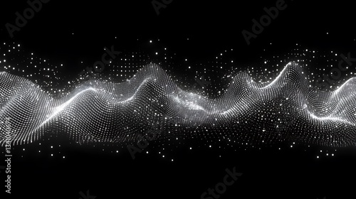 A digitally created visualization featuring shimmering waves on black background