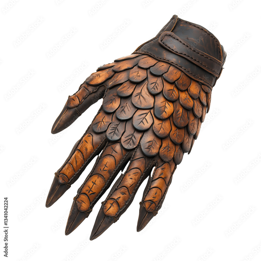 Falconry glove with talon marks isolated on transparent white background Falconry glove with talon marks isolated on transparent white background