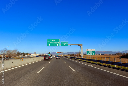 Autostrada A9 vor Ausfahrt Lomazzo (Italien)