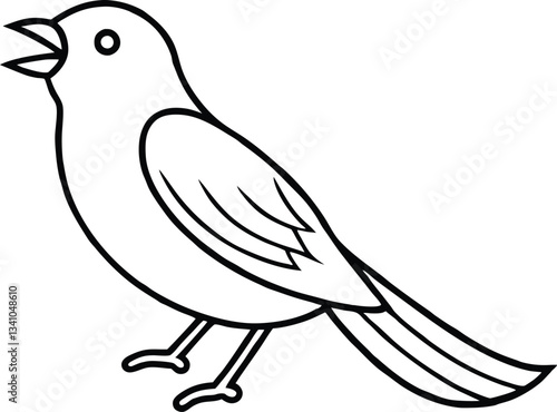 Singing canary line art minimalist bird illustration