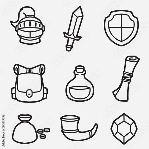set of adventurer with outline style good for icon, symbol, logo, element design, etc