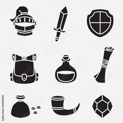set of adventurer good for icon, silhouette design, logo, element design, etc