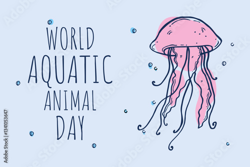 World Aquatic Day illustration in doodle style. Vector
