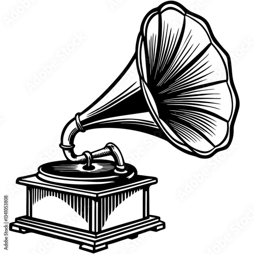 old gramophone isolated on white