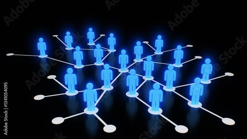 Social Network Growing Process 3d Animation. Subscribers Number Growing Illustration. People Population Increase Zoom Out. Hierarchy, Connections, Communications. Lines, Dots Business Concept 4k.