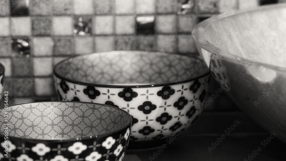 Modern sink and treatment bowls in a professional beauty center for skincare and wellness