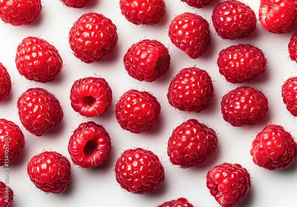 Fresh raspberries arranged on a white background Fresh raspberries arranged on a white background