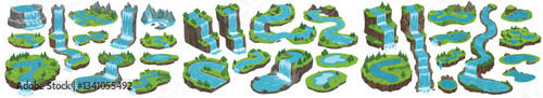 River & Waterfall Vector Illustration Collection - Landscape Elements PNG & AI Asset Pack
