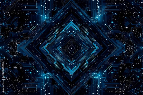Wallpaper Mural Abstract close-up of a glowing blue digital circuit board, showcasing intricate connections and technological design on a black background.
 Torontodigital.ca