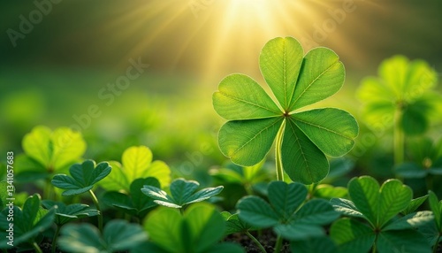 Wallpaper Mural Close-up of green clover with bright sunlight shining in the background, romantic Earth Day theme Torontodigital.ca