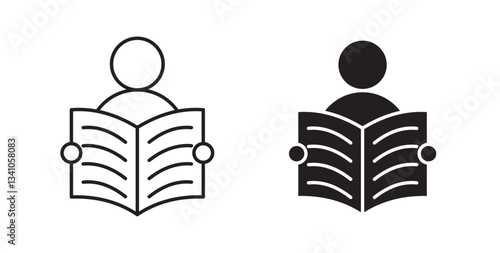 Book open reader icons vectors graphic designs