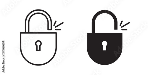 Unlock icons in black fill and line style
