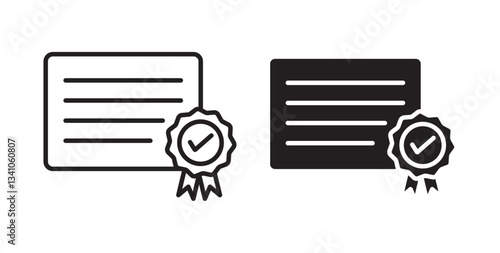 Diploma icons in black fill and line style