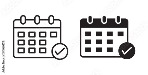 Calendar check icons vectors graphic designs