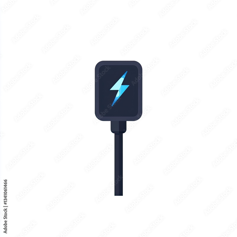 Portable charger icon, lightning bolt graphic, digital illustration, flat design Portable charger icon, lightning bolt graphic, digital illustration, flat design