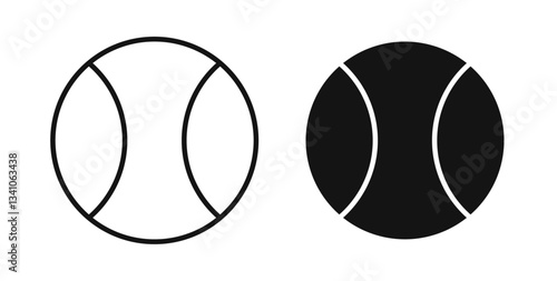 Tennis icons in black fill and line style