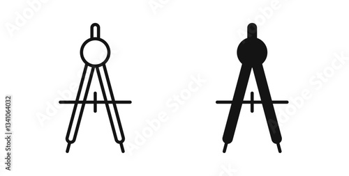 Drafting compass icons in black fill and line style