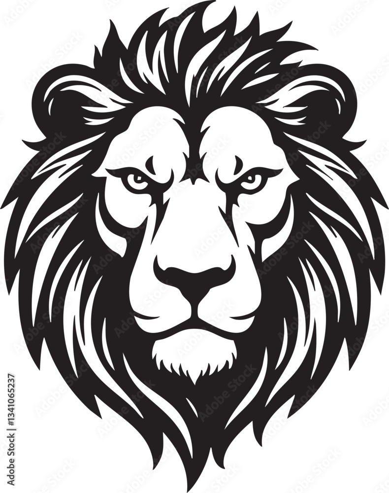 Fototapeta premium Lion head logo icon, lion face vector Illustration, on a isolated background, EPS, Powerful lion head graphic, strong and fierce