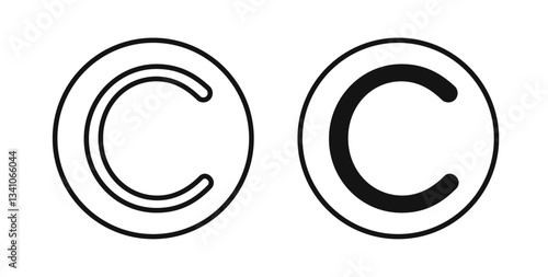 Copyright icons set in black colors on white background