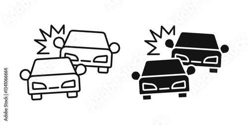 Car crash icons set for website design