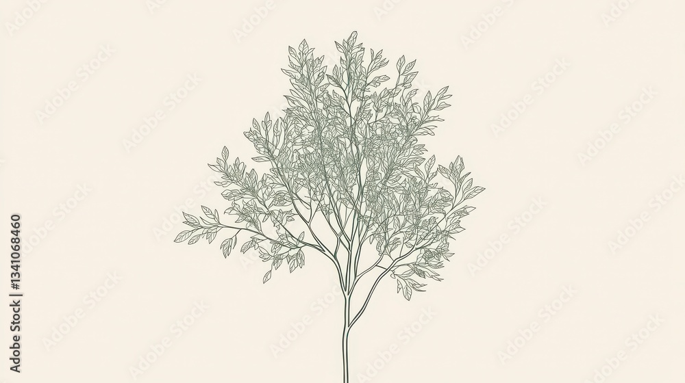 Obraz premium Elegant Line Art of a Majestic Tree - Botanical Illustration for Home Decor
