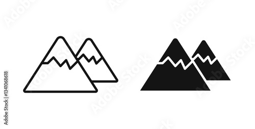 Mountains icons in black fill and line style