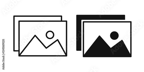 Gallery icons set in black colors on white background