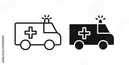 Ambulance icons on white background for web