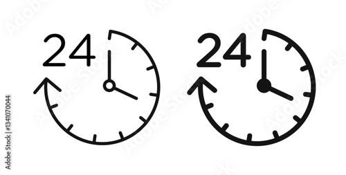 Time twenty four icons in black fill and line style