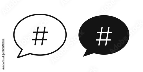 Hashtag icons in black fill and line style