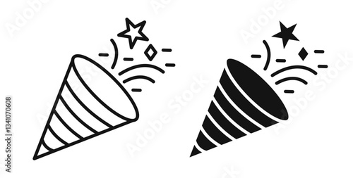 Confetti icons in black fill and line style