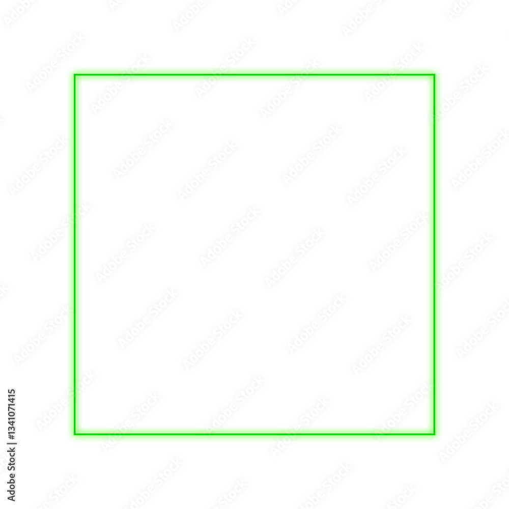 Green Neon Outlined Square with Transparent Background Green Neon Outlined Square with Transparent Background