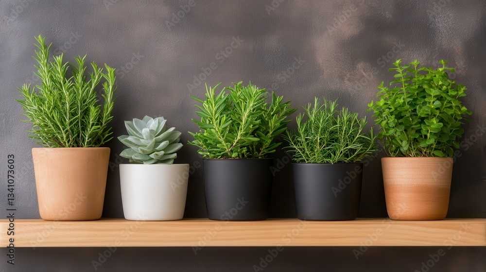 The vibrant display of fresh herbs and succulents in stylish pots against a rich backdrop adds a modern touch, inviting a sense of freshness and life to interior spaces. The vibrant display of fresh herbs and succulents in stylish pots against a rich backdrop adds a modern touch, inviting a sense of freshness and life to interior spaces.