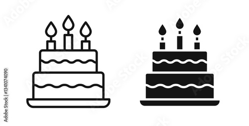 Cake birthday icons on white background for web