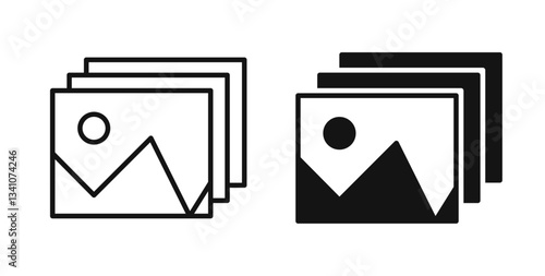 Gallery icons in flat solid and thin line style