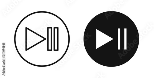 Play pause icons set for website design