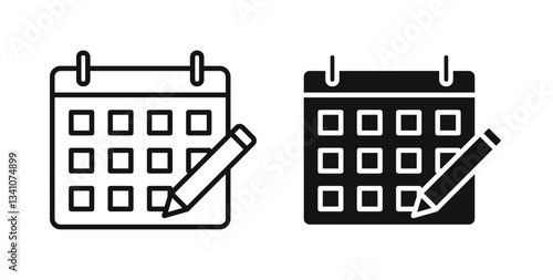Calendar pen icons set for website design