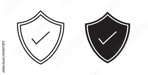 Shield check icons in black fill and line style
