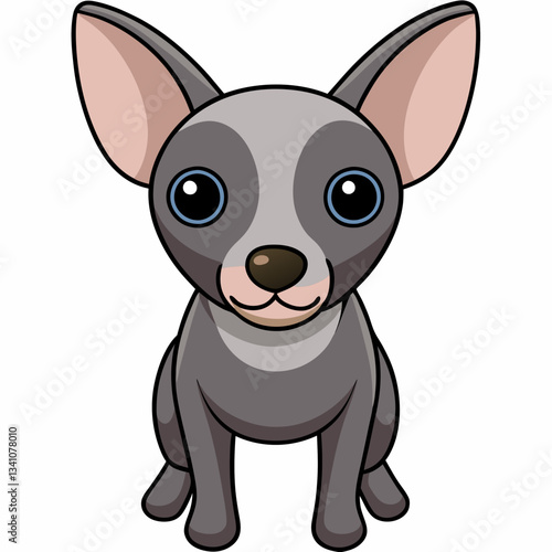 American Hairless Terrier front view cartoon illustration vector design

