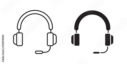 Headset icons set in black colors on white background